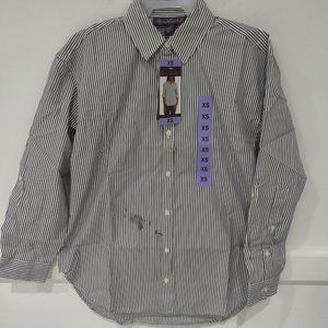 DEFECT Gloria Vanderbilt Women Amanda Shirt Marine Navy Stripe Size XS $60 2A171